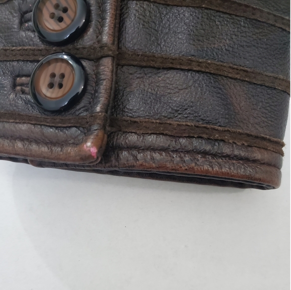 Sanctuary Distressed Leather Jacket Military Brown - Picture 6 of 9